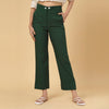 Bottle-Green Rayon Textured Pant
