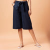 Navy-Blue Linen Slub Culottes