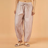 Beige Satin Slub Sweat Pant