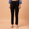 Black Cotton Satin Cigarette  Pant