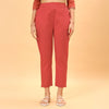 Candy-Red Linen Lace Pant