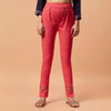 Candy-Red Cigarette  Lycra Lace Pant