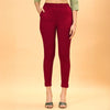 Maroon Cigarette Rib Lycra Pant