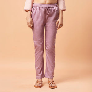 Lavender Cotton Satin Cigarette  Pant Lavender Cotton Satin Cigarette  Pant