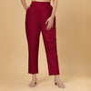 Maroon Linen Pintucks pant #PlusForYou