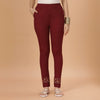 Maroon Cigarette Lycra Lace Pant