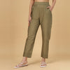 Military-Green Linen Pintucks pant