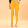 Mustard-Yellow Cigarette Rib Lycra Pant