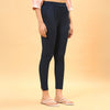 Navy-Blue Cigarette Rib Lycra Pant