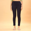 Navy-Blue Cigarette Lycra Embroidered Pant