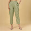 Olive Green Linen Slub Pant