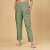 Olive-Green Linen Pintucks pant