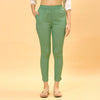 Parrot-Green Cigarette  Rib Lycra Pant