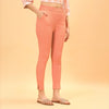Pastel-Peach Cigarette  Rib Lycra Pant