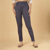 Shadow-Gray Cigarette Lycra Embroidered Pant