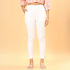 White Cigarette Rib Lycra Pant