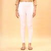 White Cigarette Lycra Embroidered Pant