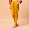 Yellow Cotton Satin Cigarette Pant